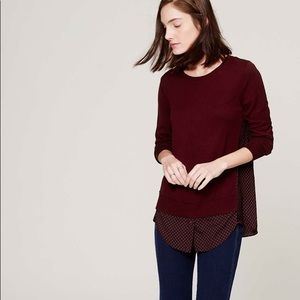 LOFT Lattice print Mixed Media sweater